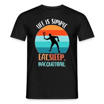 Life is simple: eat. sleep. Racquetball. - Männer T-Shirt - Schwarz - Vorne - AI Model Male 178 light (178cm)