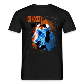 Eishockey Spieler Eishockeyspieler Neon Bunt - Männer T-Shirt - Schwarz - Vorne - AI Model Male 178 light (178cm)