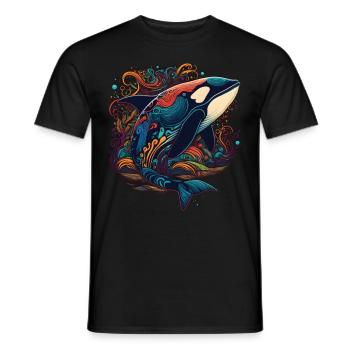 Bunter Schwertwal Wale beobachten Orca Wal - Männer T-Shirt - Schwarz - Vorne - AI Model Male 178 light (178cm)