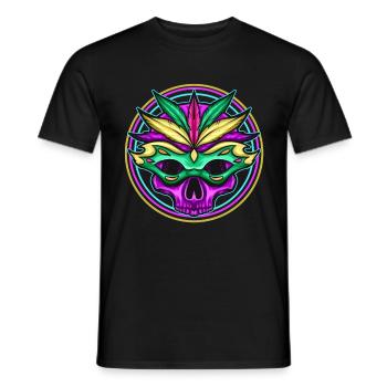 Logo Masked Purple Skull For Mardi Gras - Men's T-Shirt - black - Front - AI Model Male 178 light (178cm)