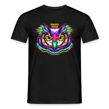 Purple Green Owl With Pink Fleur De Lis For Mardi - Männer T-Shirt - Schwarz - Vorne - AI Model Male 178 light (178cm)