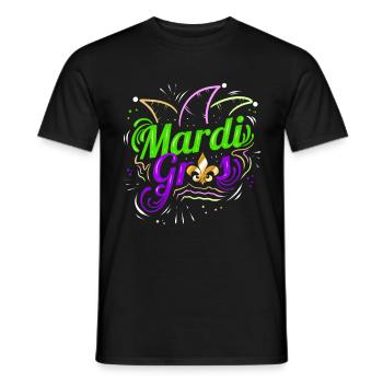 Lettering with Jester Hat and Fleur de Lis for - Men's T-Shirt - black - Front - AI Model Male 178 light (178cm)