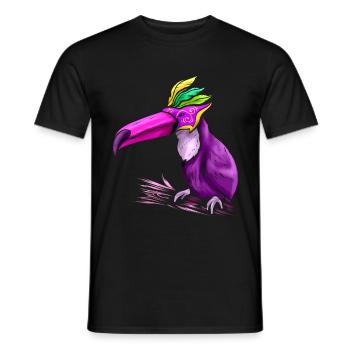 Purple Tucan With Mask For Mardi Gras - Men's T-Shirt - black - Front - AI Model Male 178 light (178cm)