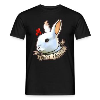 Realistic Happy Easter Rabbit Head With Hearts On - Männer T-Shirt - Schwarz - Vorne - AI Model Male 178 light (178cm)