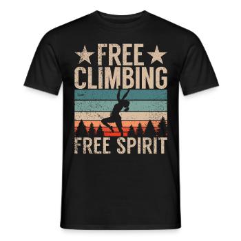 Free Climbing Mountaineers & Bouldering Free Climbing - Men's T-Shirt - black - Front - AI Model Male 178 light (178cm)