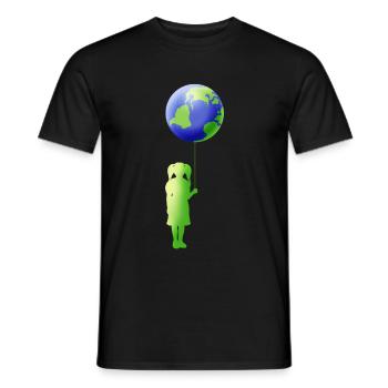 Green Girl Silhouette With Earth Ballon For Earth - Men's T-Shirt - black - Front - AI Model Male 178 light (178cm)