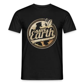 Logo Save Earth For Earth Day - Men's T-Shirt - black - Front - AI Model Male 178 light (178cm)