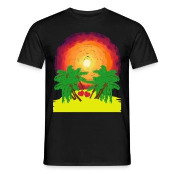 Romantisch Insel Palmen Sonnenschein Karibik Herz - Männer T-Shirt - Schwarz - Vorne - AI Model Male 178 light (178cm)