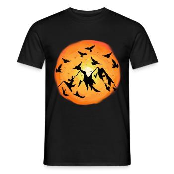 Sunshine Mountains Wilderness Birds Nature Sun - Men's T-Shirt - black - Front - AI Model Male 178 light (178cm)