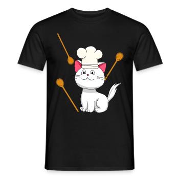 Cat Chef Chapeau de Chef Cadeau d’anniversaire Cuisine - T-shirt homme - noir - Devant - AI Model Male 178 light (178cm)