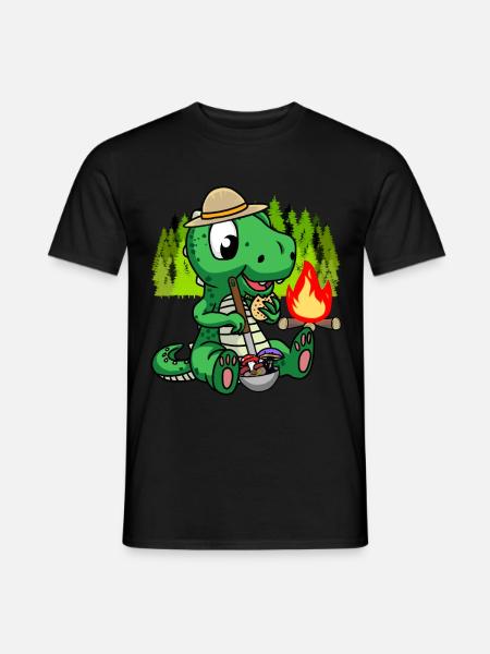 Dino Waldbewohner Lagerfeuer Fabelwesen Kinder - Männer T-Shirt - Schwarz