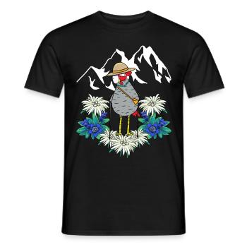 Oma Huhn Urlaub Langlauf Trecking Gebirge wandern - Männer T-Shirt - Schwarz - Vorne - AI Model Male 178 light (178cm)