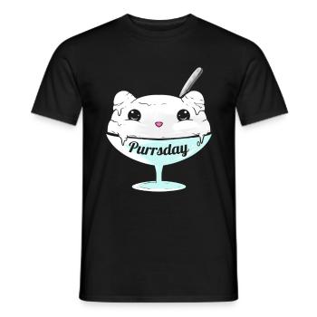 Yummy Cat Ice Cream On Purssday - Männer T-Shirt - Schwarz - Vorne - AI Model Male 178 light (178cm)