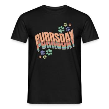Colored Cat Paws On Purrsday - Men's T-Shirt - black - Front - AI Model Male 178 light (178cm)