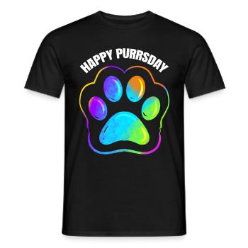 Colorful Cat Paw Print On Purrsday - Men's T-Shirt - black - Front - AI Model Male 178 light (178cm)