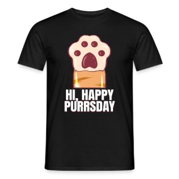 Greeting Cat Paw On Purrsday - Men's T-Shirt - black - Front - AI Model Male 178 light (178cm)