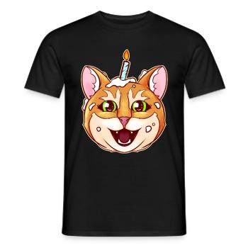 Cat With Birthday Candle Ate The Birthday Cake On - Men's T-Shirt - black - Front - AI Model Male 178 light (178cm)