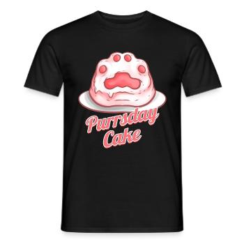 Sweet Cat Paw Birthday Cake On Purrsday - Men's T-Shirt - black - Front - AI Model Male 178 light (178cm)