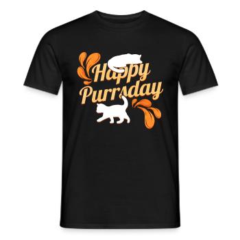Logo Happy Purrsday With Sweet Kitten On Purrsday - Men's T-Shirt - black - Front - AI Model Male 178 light (178cm)