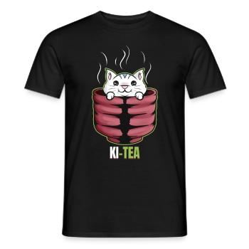 Avocado Cat On Purrsday - Men's T-Shirt - black - Front - AI Model Male 178 light (178cm)