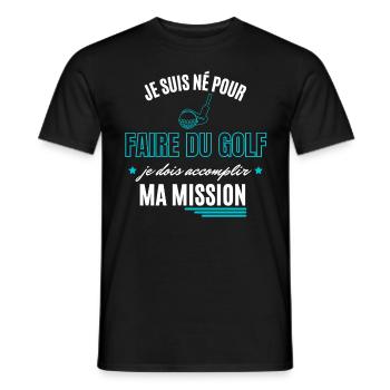 je suis né pour faire du golf - T-shirt homme - noir - Devant - AI Model Male 178 light (178cm)