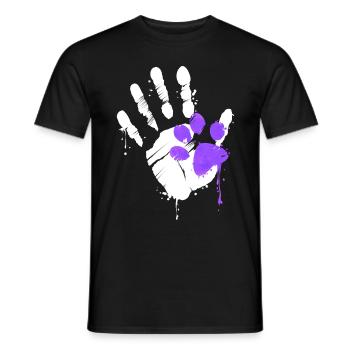 High Five Hand Print With Purple Paw Print On - Men's T-Shirt - black - Front - AI Model Male 178 light (178cm)