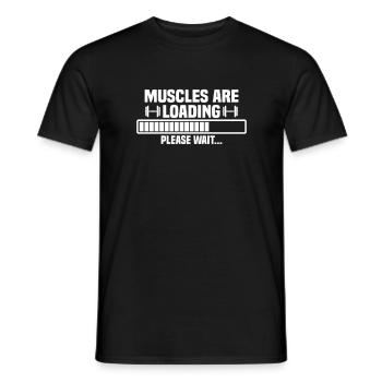 Muscles are loading – please wait – bitte warten - Männer T-Shirt - Schwarz - Vorne - AI Model Male 178 light (178cm)