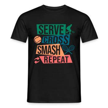 Tennis Art Serve Cross Match Repeat Gift Idea - Men's T-Shirt - black - Front - AI Model Male 178 light (178cm)