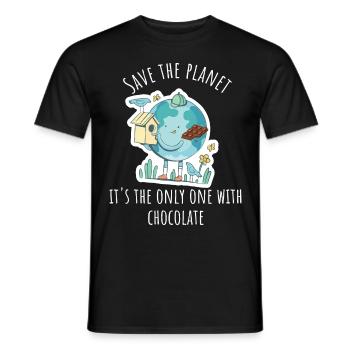 Save the plant - It's the only one with chocolate - Männer T-Shirt - Schwarz - Vorne - AI Model Male 178 light (178cm)