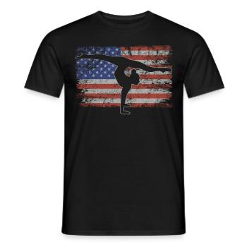 Acrobatics Retro USA Flag Gymnastics 4th of July - Men's T-Shirt - black - Front - AI Model Male 178 light (178cm)