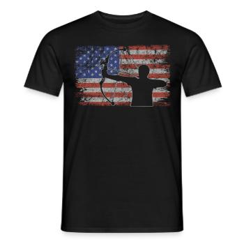 Bogenschießen Retro USA Flagge 4th of July - Männer T-Shirt - Schwarz - Vorne - AI Model Male 178 light (178cm)