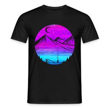 Mountain Silhouette In The Moonlight While Camping - Männer T-Shirt - Schwarz - Vorne - AI Model Male 178 light (178cm)