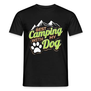 Logo pour les amoureux des chiens avec Paw On Camping - T-shirt homme - noir - Devant - AI Model Male 178 light (178cm)