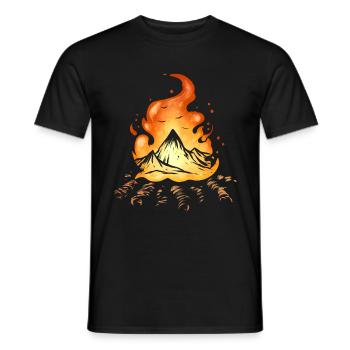 Camp Fire With Mountains On Camping - Men's T-Shirt - black - Front - AI Model Male 178 light (178cm)