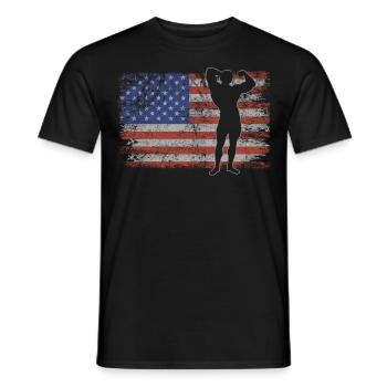 Bodybuilding Retro USA Flag 4 juillet - T-shirt homme - noir - Devant - AI Model Male 178 light (178cm)