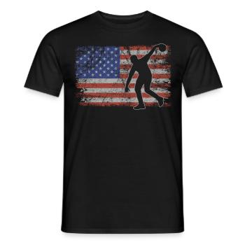 Bowling Retro USA Flag Bowling 4th of July - Men's T-Shirt - black - Front - AI Model Male 178 light (178cm)