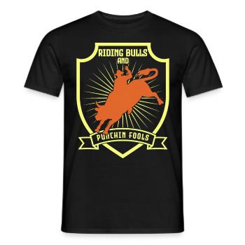 Cowboy Bull Riding Bulls - Men's T-Shirt - black - Front - AI Model Male 178 light (178cm)
