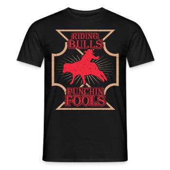 Cowboy Bull Riding Bulls - Men's T-Shirt - black - Front - AI Model Male 178 light (178cm)