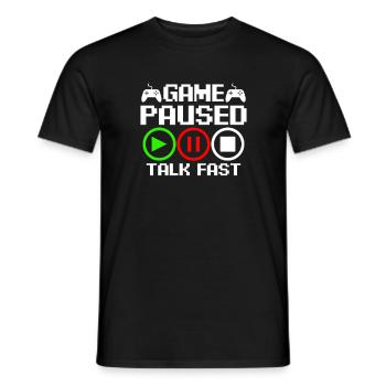 Game paused – talk fast - Men's T-Shirt - black - Front - AI Model Male 178 light (178cm)