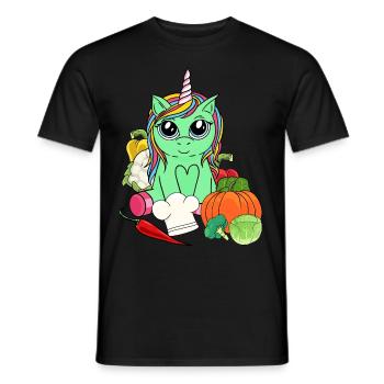 Bio Öko Einhorn Vitamine Gemüse Küche Vegetarisch - Männer T-Shirt - Schwarz - Vorne - AI Model Male 178 light (178cm)