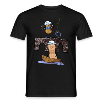 Moin maritime Peanuts Angler Sailor Captain Ahoy - Men's T-Shirt - black - Front - AI Model Male 178 light (178cm)