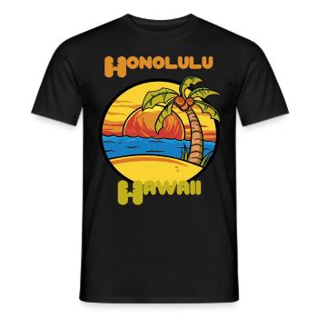 Honolulu Sunset Holiday Hawaii Palms Ozea - T-shirt homme - noir - Devant - AI Model Male 178 light (178cm)