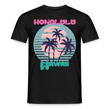 Palm Hawaii Honolulu Vacances Plage Océan - T-shirt homme - noir - Devant - AI Model Male 178 light (178cm)