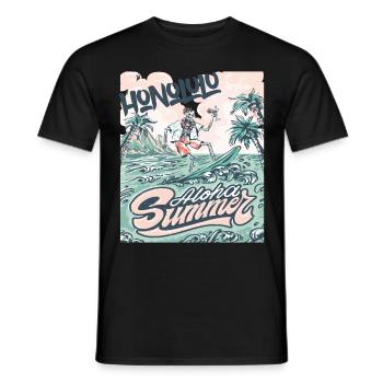 Honolulu Surfing Hawaii Holiday Palm Beach Ocean - Men's T-Shirt - black - Front - AI Model Male 178 light (178cm)