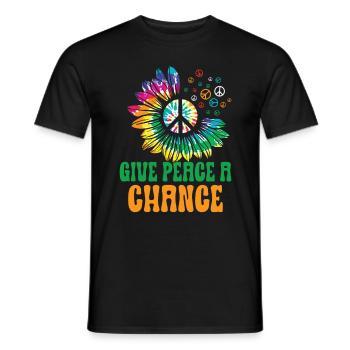 Hippie Peace Sign Peace Flowers Flower Child - T-shirt homme - noir - Devant - AI Model Male 178 light (178cm)