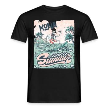 Kona Surfing Hawaii Holiday Palm Beach Ocean - Men's T-Shirt - black - Front - AI Model Male 178 light (178cm)