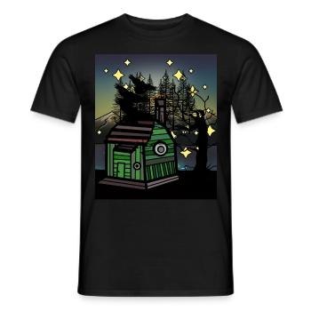 Hütte Wald Raben Waldbewohner wohnen Bauwagen - Männer T-Shirt - Schwarz - Vorne - AI Model Male 178 light (178cm)
