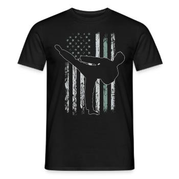 Capoeira Retro USA Flag Martial Arts 4th of July - Men's T-Shirt - black - Front - AI Model Male 178 light (178cm)