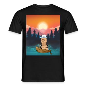 Peanut Leisure Holiday Recreation Nature Boat - Men's T-Shirt - black - Front - AI Model Male 178 light (178cm)