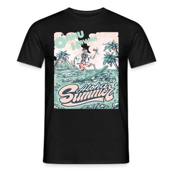 Oahu Hawaii Palm Trees Retro Ocean Surfing - Men's T-Shirt - black - Front - AI Model Male 178 light (178cm)